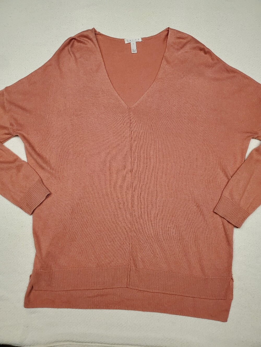 Leith Womens S Coral V Neck Sweater Rayon Nylon Blend Soft Knit Casual